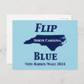 Flip North Carolina Blauw in 2024 Briefkaart (Voorkant / Achterkant)