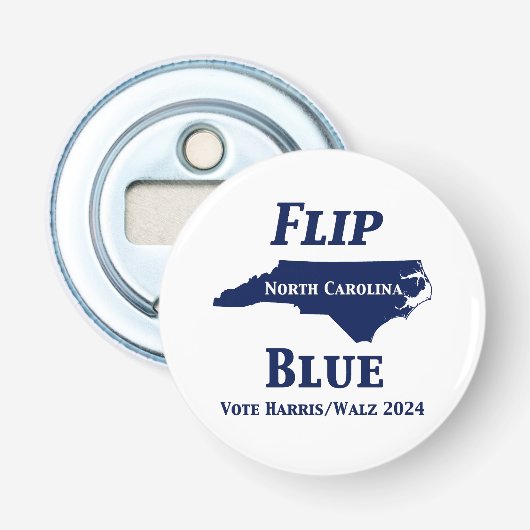 Flip North Carolina Blauw in 2024 Button Flesopener (Voorkant)