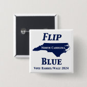 Flip North Carolina Blauw in 2024 Vierkante Button 5,1 Cm (Voorkant /achterkant)
