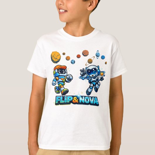 FLIP & NOVA: Galaxy Leeravontuur T-shirt (Voorkant)