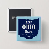 Flip Ohio Blue voor 2024 Vierkante Button 5,1 Cm (Voorkant /achterkant)