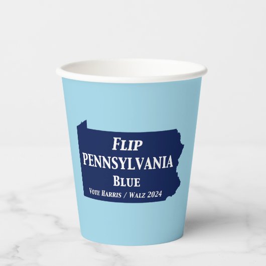 Flip Pennsylvania Blue in 2024 Papieren Bekers (Voorkant)