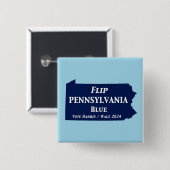 Flip Pennsylvania Blue in 2024 Vierkante Button 5,1 Cm (Voorkant /achterkant)