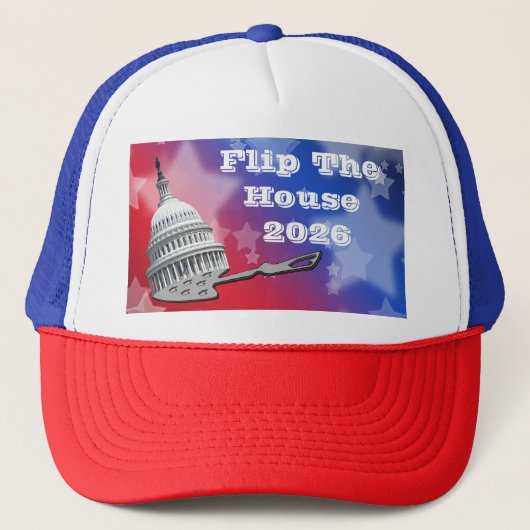 Flip The House Stem Blauw 2026 Trucker Pet (Voorkant)