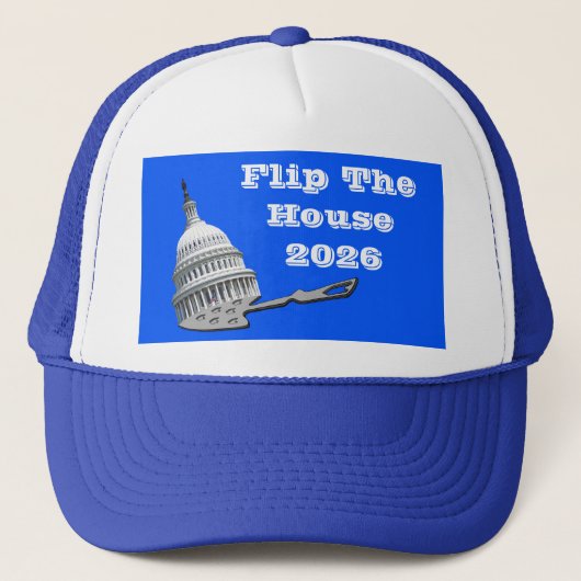 Flip The House Stem Blauw 2026 Trucker Pet (Voorkant)