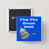 Flip The House Stem Blauw 2026 Vierkante Button 5,1 Cm (Voorkant /achterkant)