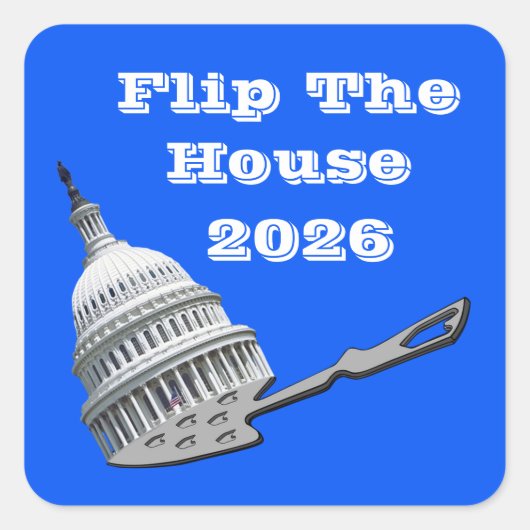 Flip The House Stem Blauw 2026 Vierkante Sticker (Voorkant)