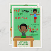 Flip & Tumble Birthday Invitation Kaart (Voorkant / Achterkant)