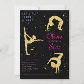 Flip Tumble & Jump Gymnastiek Verjaardagsfeest Kaart (Voorkant)