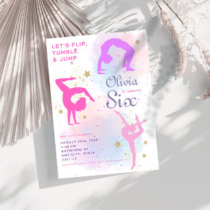 Flip Tumble & Jump Gymnastiek Verjaardagsfeest Kaart