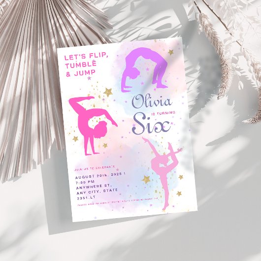 Flip Tumble & Jump Gymnastiek Verjaardagsfeest Kaart