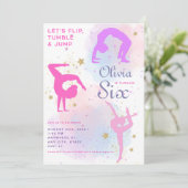 Flip Tumble & Jump Gymnastiek Verjaardagsfeest Kaart (Staand voorkant)