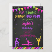 Flip Tumble Jump Gymnastiek Zwart Verjaardagsuitno Kaart (Voorkant)