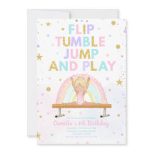 Flip Tumble Spring en Speel Verjaardagsuitnodiging