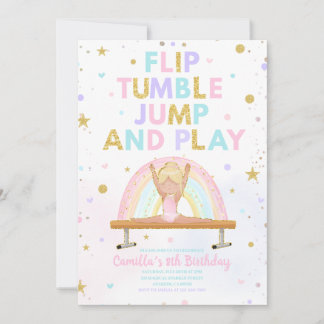 Flip Tumble Spring en Speel Verjaardagsuitnodiging Kaart