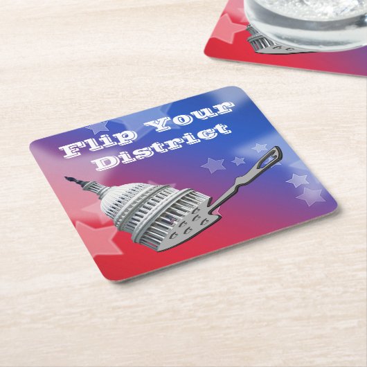 Flip uw districtsstemming 2026 kartonnen onderzetters (Schuin)
