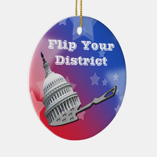 Flip uw districtsstemming 2026 keramisch ornament (Rechts)