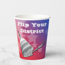 Flip uw districtsstemming 2026 papieren bekers