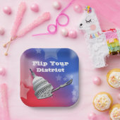 Flip uw districtsstemming 2026 papieren bordje (Feest)