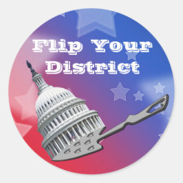 Flip uw districtsstemming 2026 ronde sticker