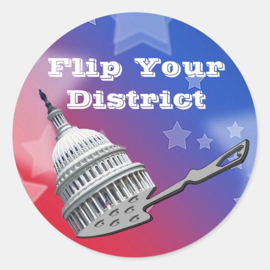 Flip uw districtsstemming 2026 ronde sticker (Voorkant)