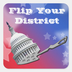 Flip uw districtsstemming 2026 vierkante sticker