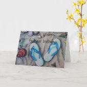 "FLIP YOUR FLOPS" BEACHY VERJAARDAG GROET KAART (Gele Bloem)