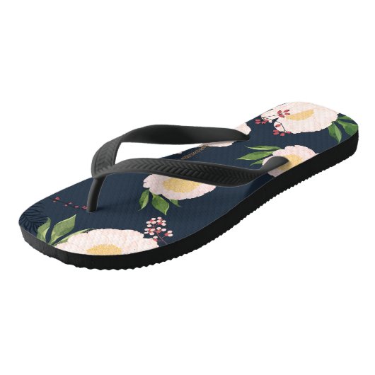 Flipflop Sandalen Baby Roze Kosmos op Navy Teenslippers (Schuin)