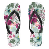 Flipflop Sandalen Tropische bloemen op wit Teenslippers (Voetbed)