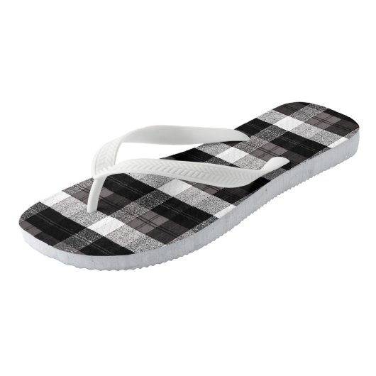 Flipflop Sandalen XMAS Buffalo Plaid Zwart Wit Teenslippers (Schuin)