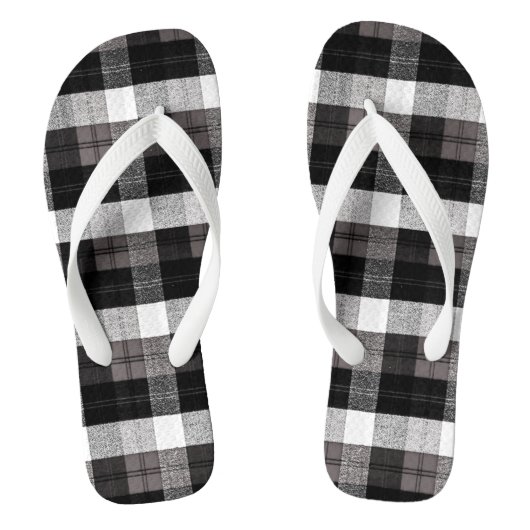 Flipflop Sandalen XMAS Buffalo Plaid Zwart Wit Teenslippers (Voetbed)