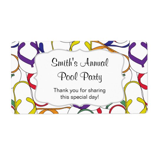 Flipflops Water Bottle Favor - pas het aan! Etiket (Voorkant)