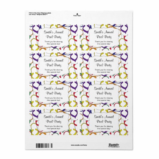 Flipflops Water Bottle Favor - pas het aan! Etiket (Full Sheet)