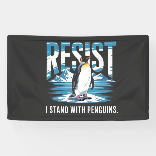 Flipped Up Ik sta bij de pinguïns Spandoek (Horizontaal)