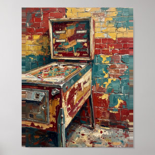 Flipperkast Kunst Schilderij Oude Stijl Poster