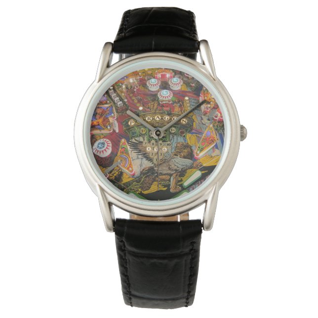 flipperkast zwart leren horloge (Voorkant)