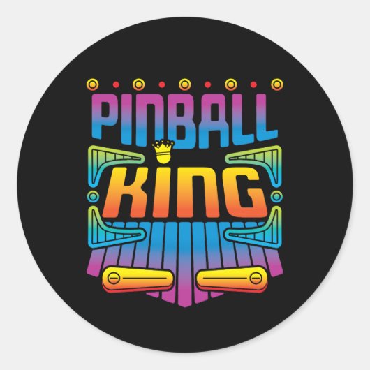 Flipperkoning Arcade Game Speler Ronde Sticker (Voorkant)