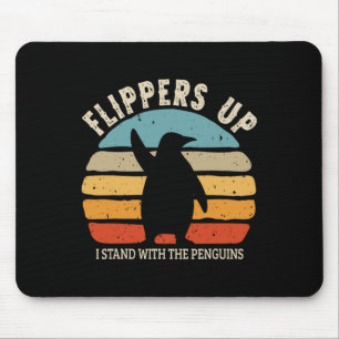Flippers omhoog Ik sta met de Penguins Retro Sunse Muismat