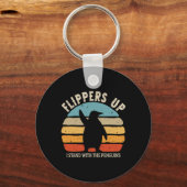Flippers omhoog Ik sta met de Penguins Retro Sunse Sleutelhanger (Voorkant)