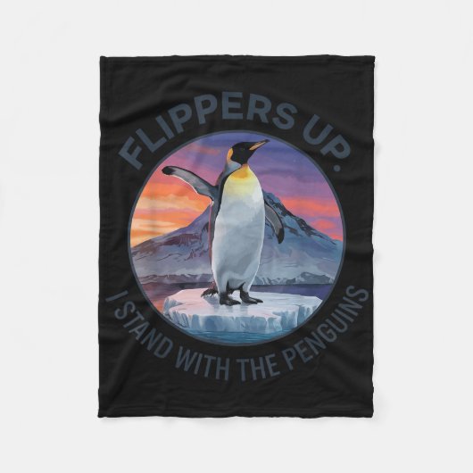 Flippers omhoog Ik sta met de pinguïns Fleece Deken (Voorkant)