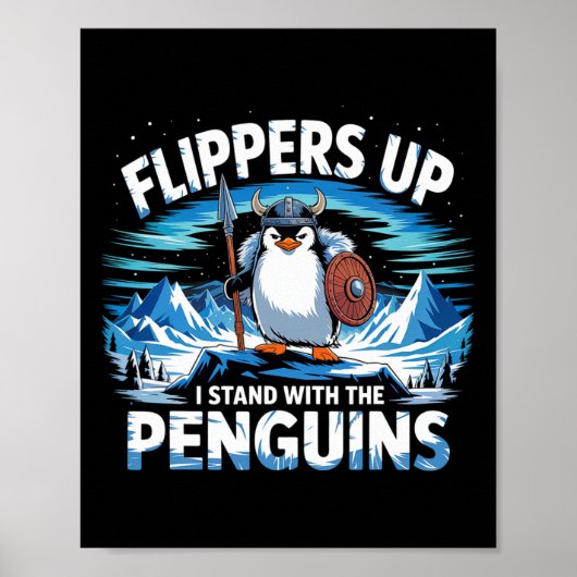 Flippers omhoog Ik sta met de pinguïns grappig Tru Poster (Voorkant)