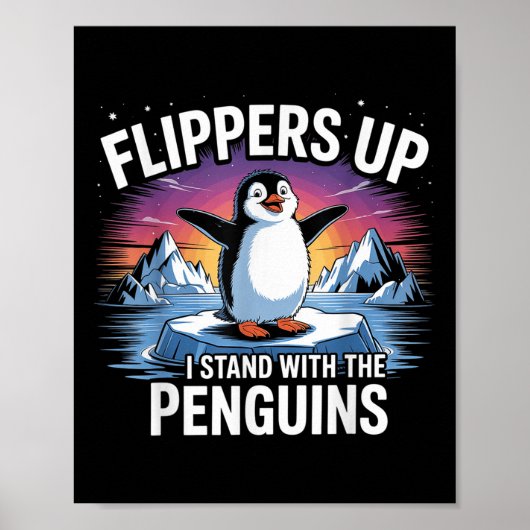 Flippers omhoog Ik sta met de pinguïns grappig Tru Poster (Voorkant)