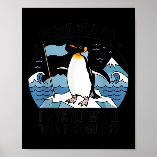 Flippers omhoog Ik sta met de Pinguïns Grappige Pi Poster (Voorkant)