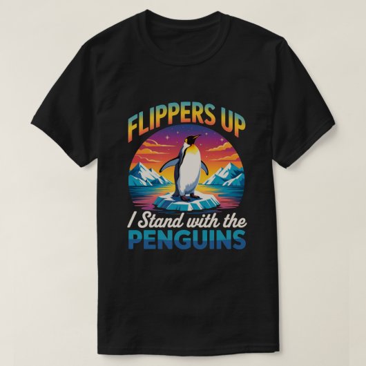 Flippers omhoog Ik sta met de Pinguïns Grappige Pi T-shirt (Design voorkant)
