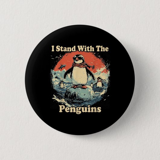 Flippers omhoog Ik sta met de pinguïns Ronde Button 5,7 Cm (Voorkant)