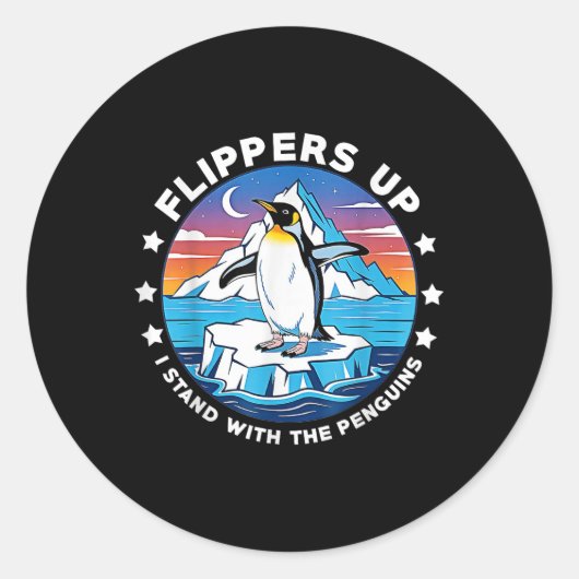 Flippers omhoog Ik sta met de pinguïns Ronde Sticker (Voorkant)