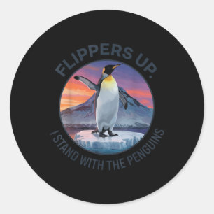 Flippers omhoog Ik sta met de pinguïns Ronde Sticker