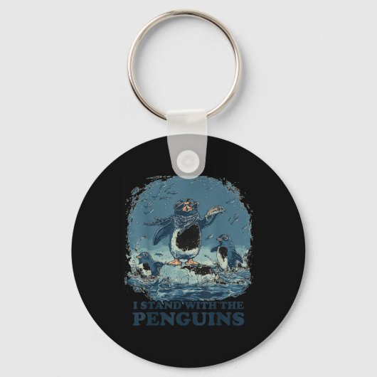Flippers omhoog Ik sta met de pinguïns Sleutelhanger (Voorkant)