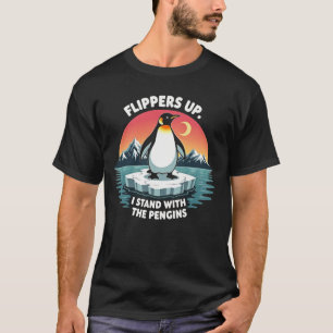 Flippers omhoog Ik sta met de pinguïns T-shirt