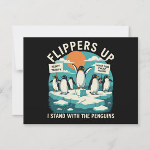 Flippers Omhoog Ik Sta Met Pinguïns Funny Resist  Briefkaart